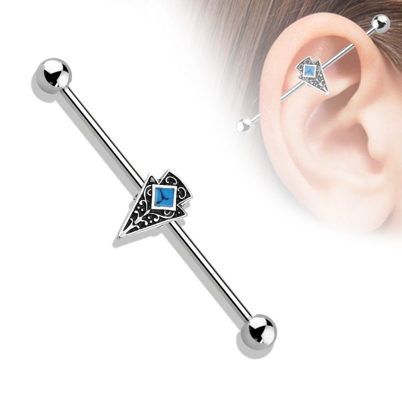 Tribal Arrow L Surgical Steel Industrial Barbell Dark Stage