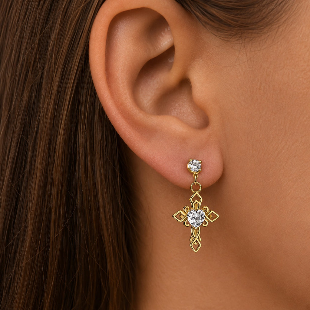 316L Surgical Steel CZ Center Celtic Cross Dangle Labret