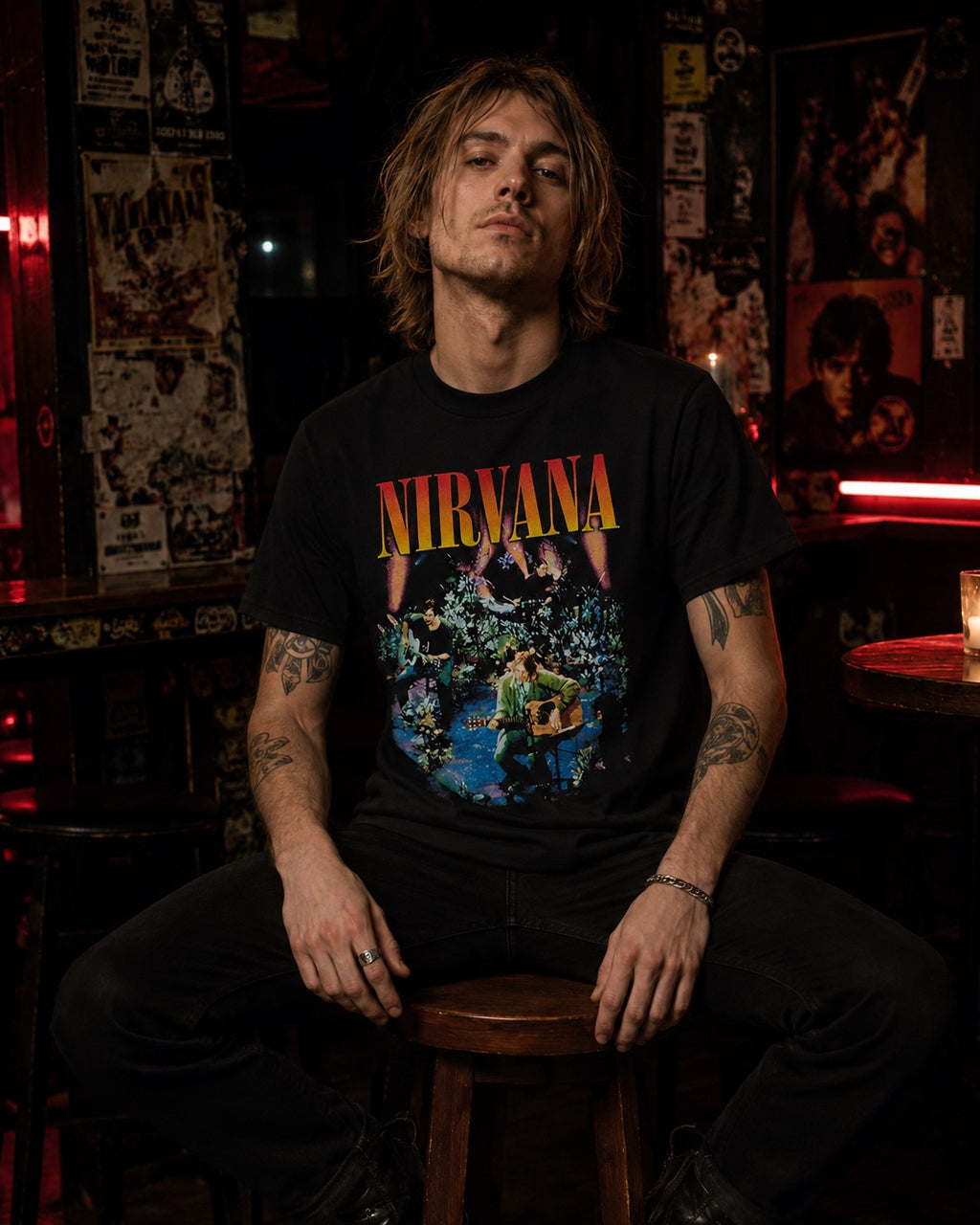 Nirvana - unplugged live concert photo mens tshirt