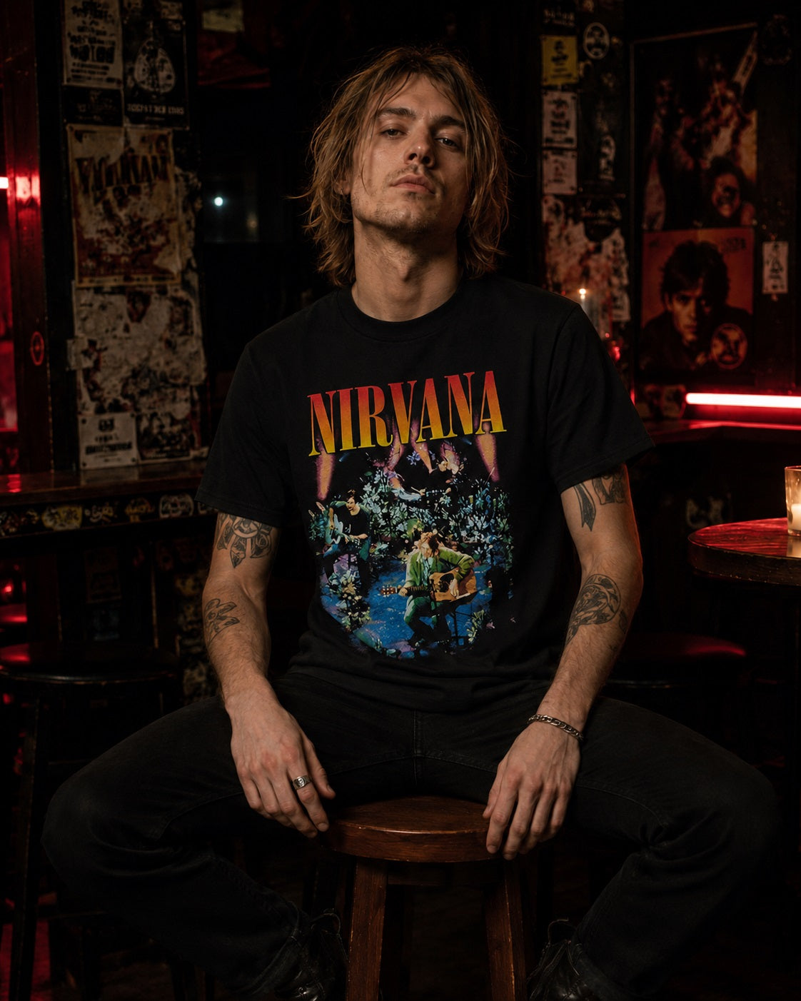 Nirvana - unplugged live concert photo mens tshirt