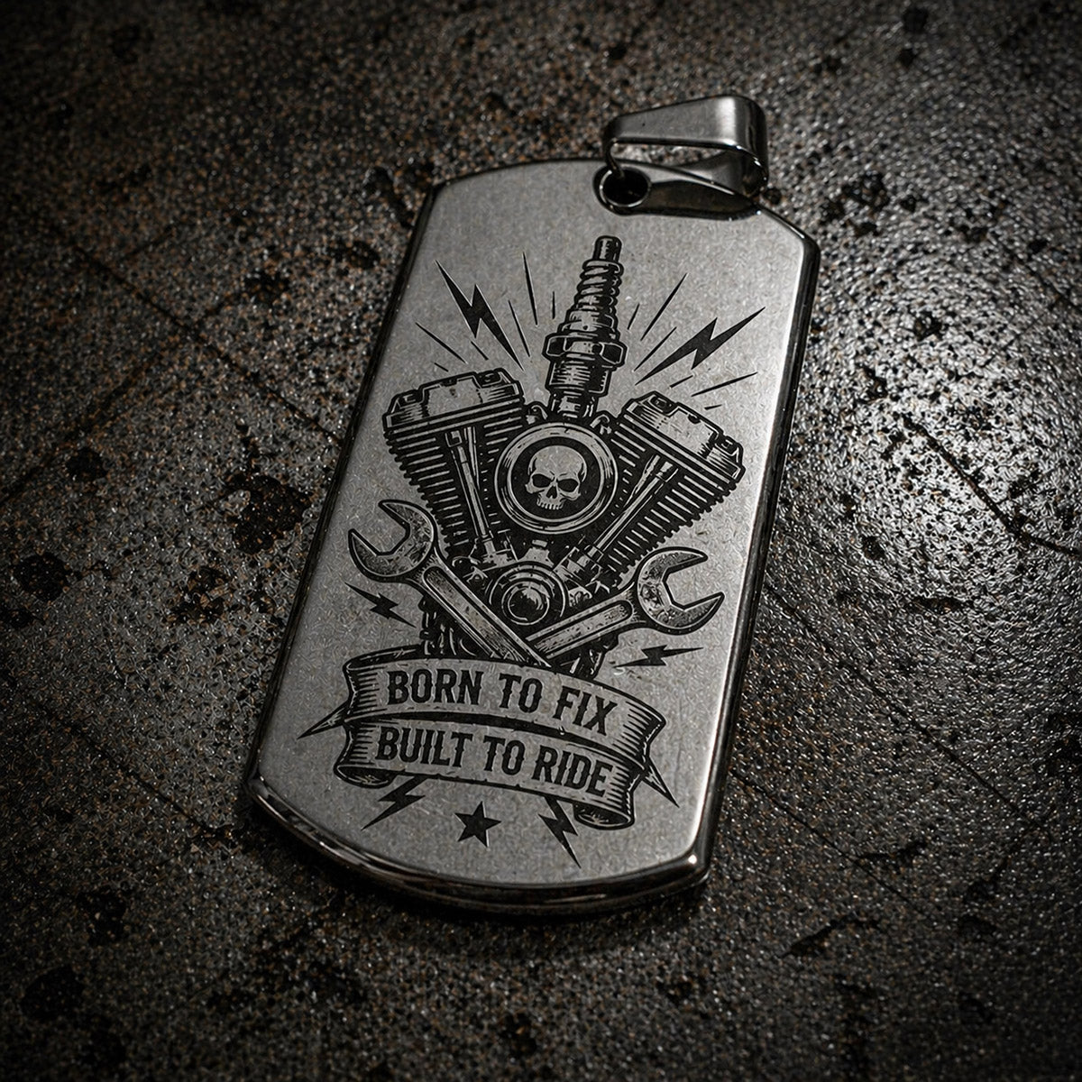 316L Stainless Steel born to fix dog tag Necklace