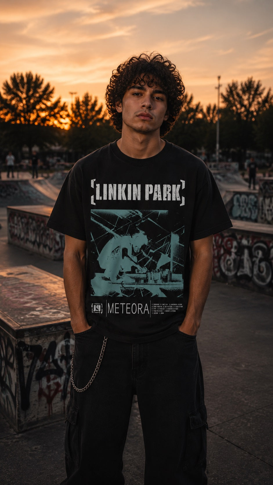 Linkin Park - Meteora Spray Paint on Black T-Shirt