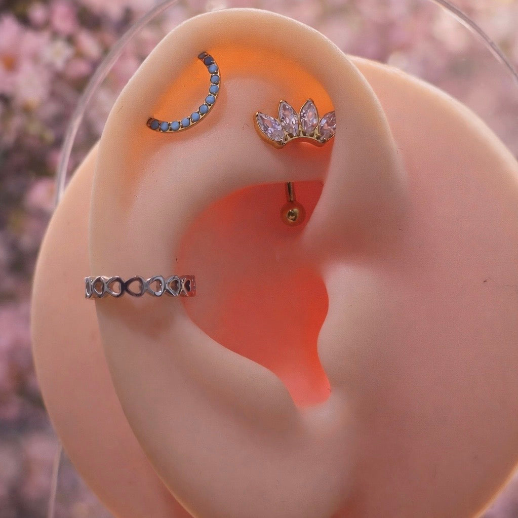 Hinged Segment Hoop Rings with Side Facing Hearts
