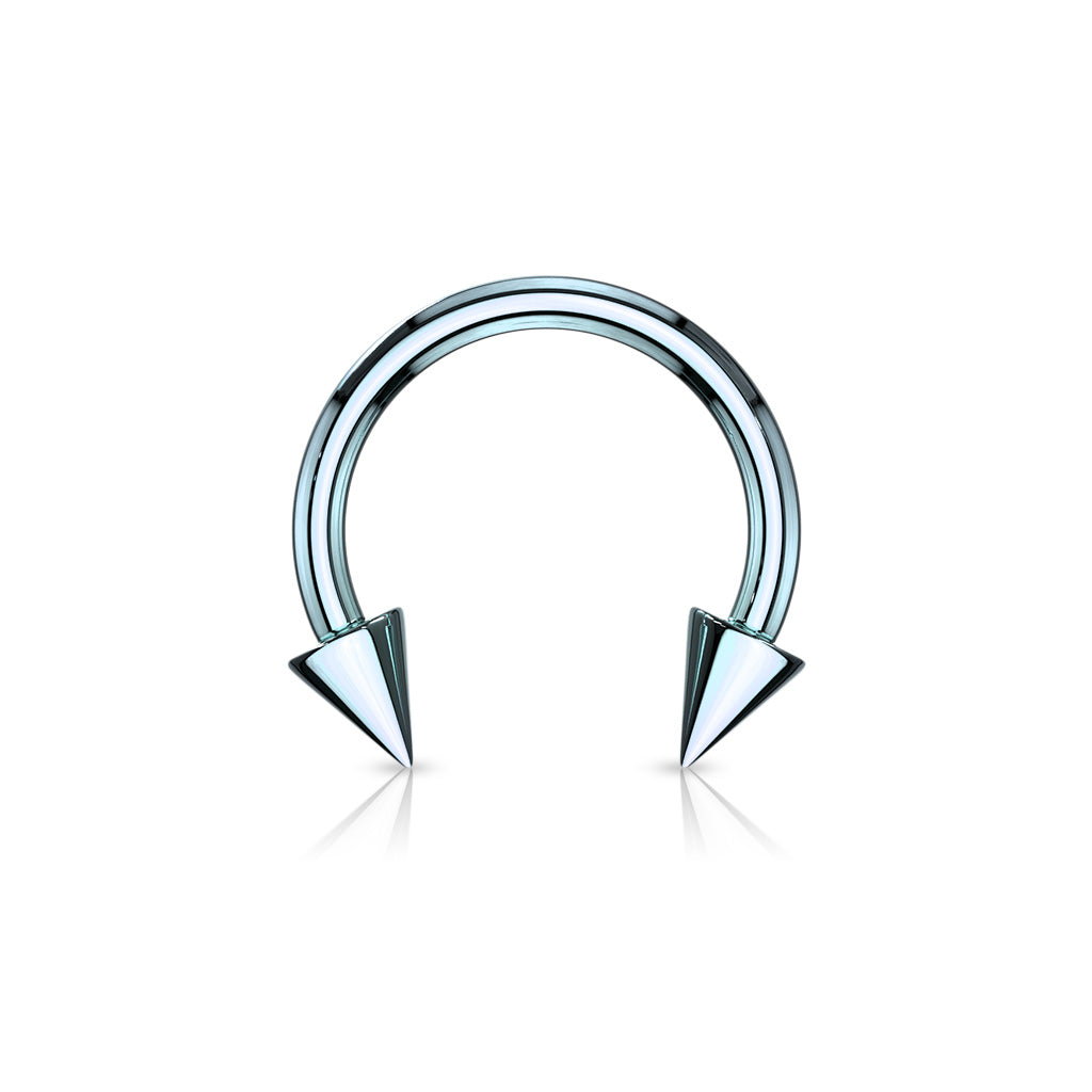 Horse Shoe Titanium IP Over 316L Surgical Steel w/Cone