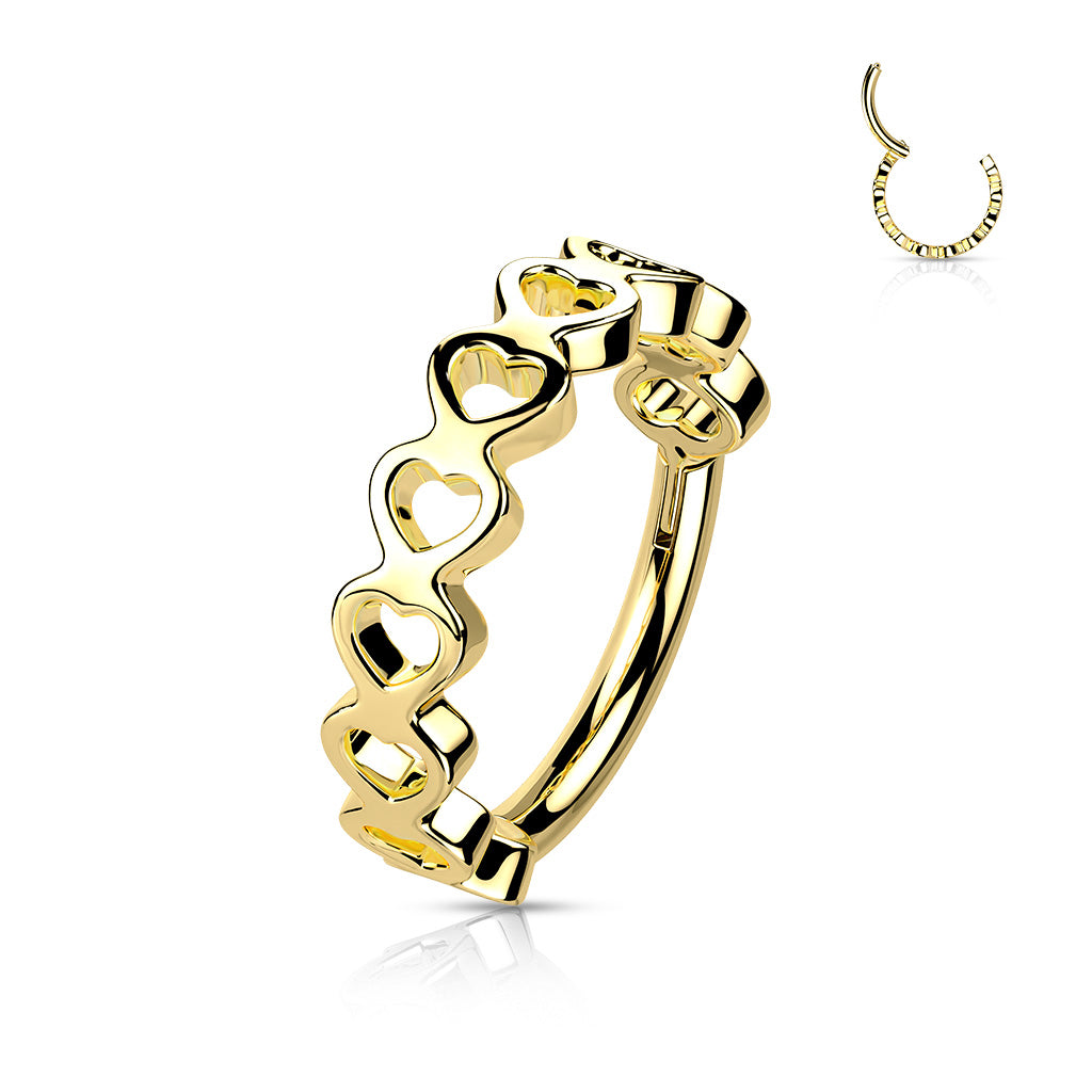 Hinged Segment Hoop Rings with Side Facing Hearts