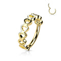 Hinged Segment Hoop Rings with Side Facing Hearts