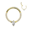 Hinged Segment Hoop With Marquise CZ Center and  CZ Sides