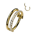 Hinged Segment Double Hoop Ring With One Outward Facing Pave CZ Line