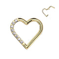 Implant Grade Titanium Hinged Segment Hoop Ring With Half Pave CZ Heart