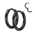 Pair of 316L Stainless Steel 2mm Thick Hinged Plain Round Hoop Earrings
