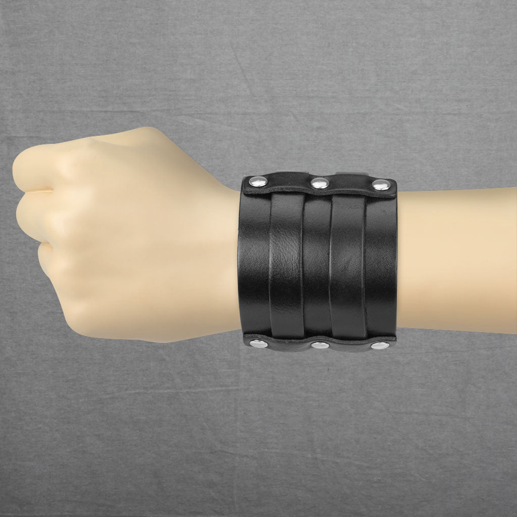 Wide Double Buckle Adjustable Leather Bracelets