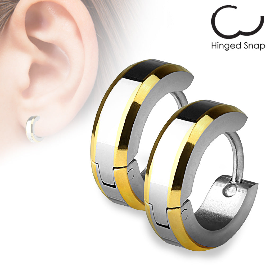 Pair of 316L Surgical Stainless Steel Hoop Earring with Beveled Edges
