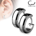 Pair of 316L Surgical Stainless Steel Hoop Earring with Beveled Edges