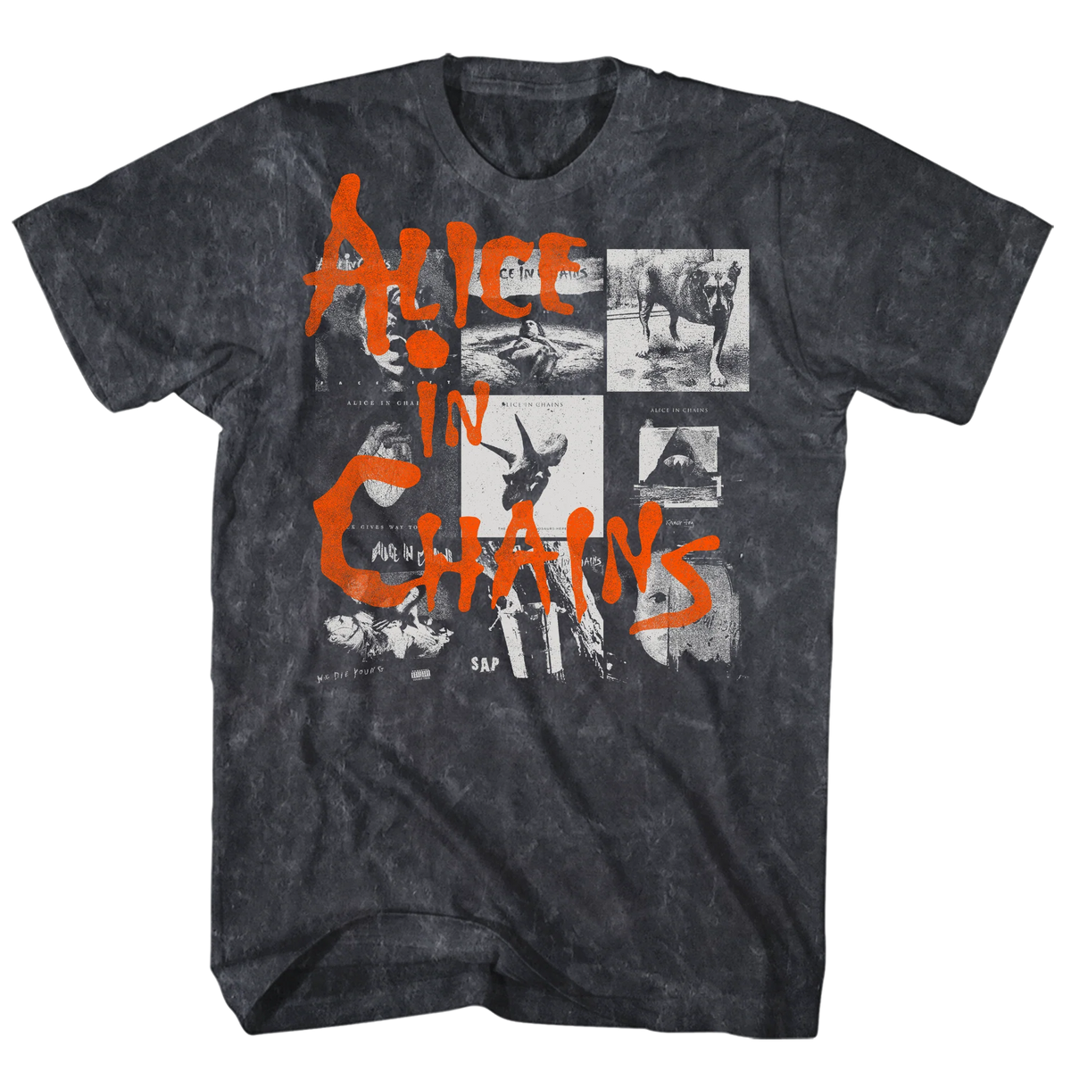 ALICE IN CHAINS ALBUM COVERS BLACK MINERAL WASH T-SHIRT