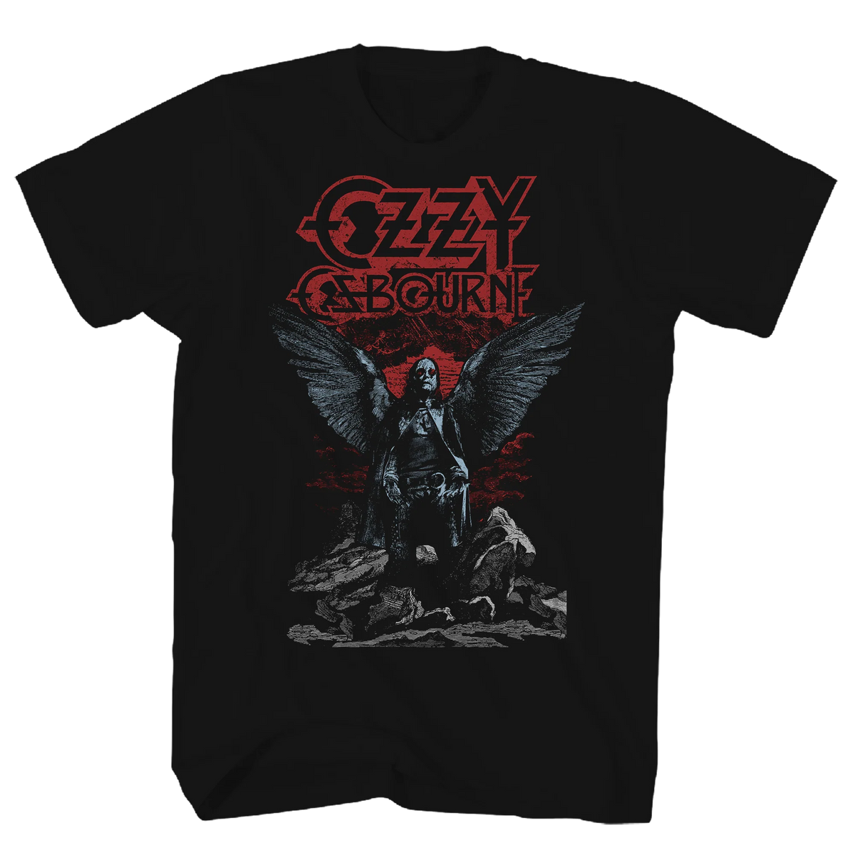 OZZY OSBORNE RAIN ANGEL WINGS BLACK T-SHIRT
