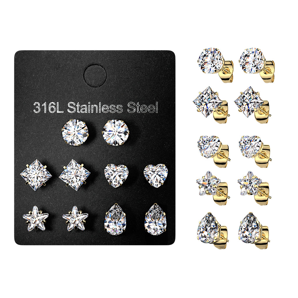 Shape Prong Set CZ Earrings