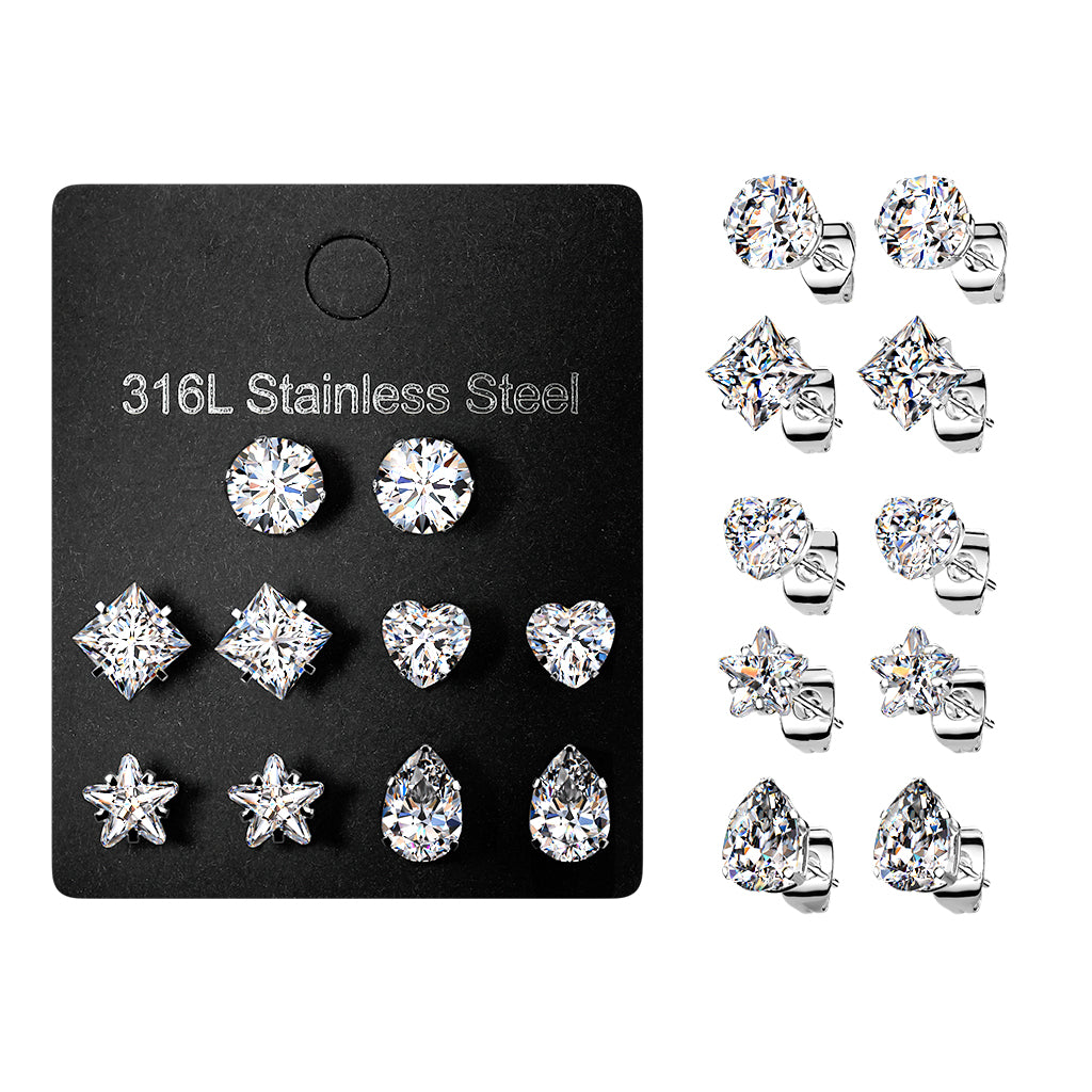 Shape Prong Set CZ Earrings
